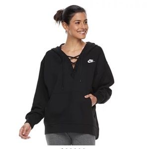 Nike Black Lace Up Hoodie with embroidered Logo